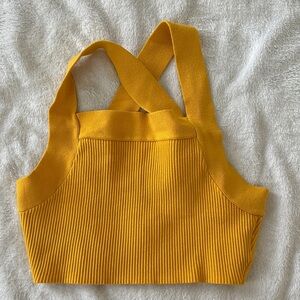 House of Harlow 1960 Yellow Ribbed Crop Top